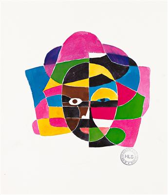 HUGHIE LEE-SMITH (1915 - 1999) Untitled (Abstract Colored Face).                                                                                 
